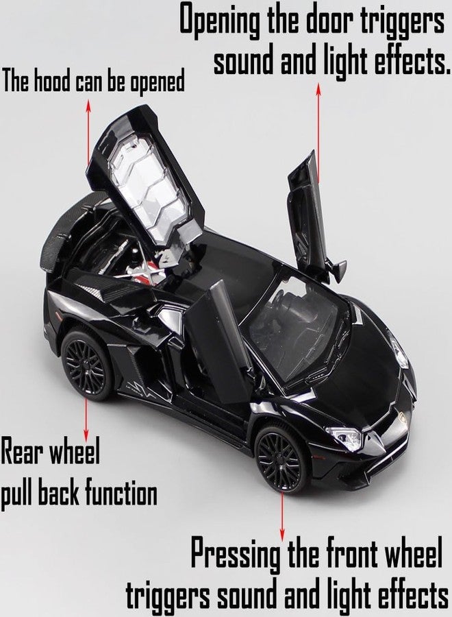 سيارة لعبة دارفيس 132 لامبورغيني LP750 للأطفال، مصنوعة من المعدن المصبوب، مزودة بإضاءة وصوت وباب قابل للفتح بالسحب للخلف - Image 3